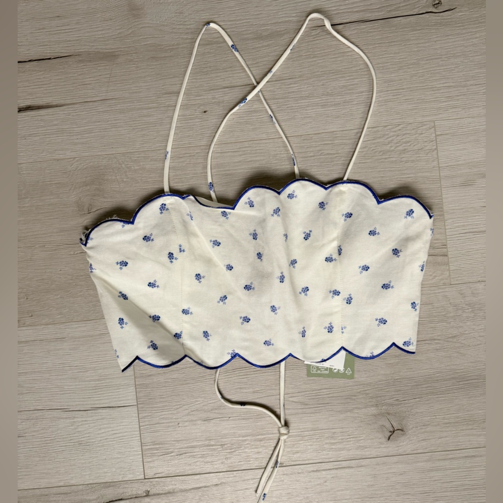H&M Blue Floral Design Tube Top